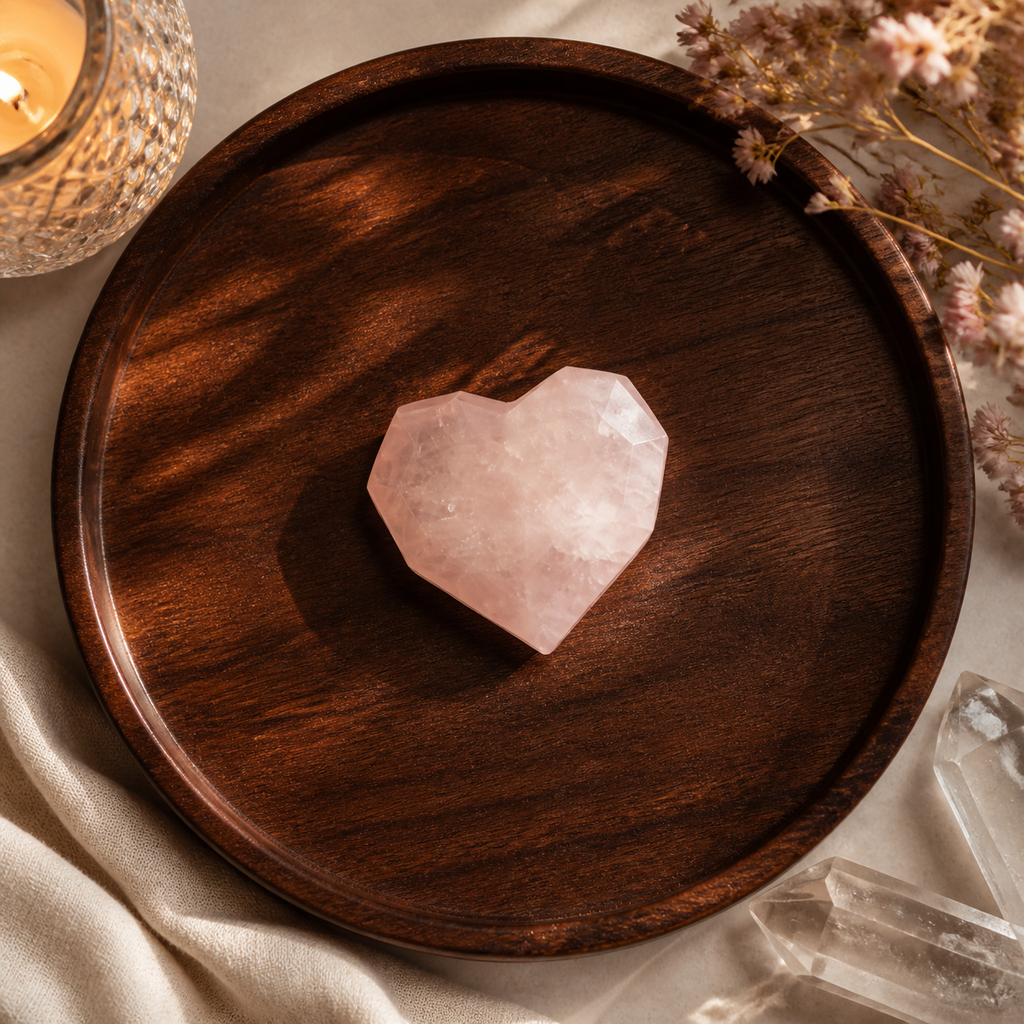 Love, Communication & Confidence Crystal Hearts — Rose Quartz and Aquamarine Heart Set for Throat Chakra, Career Intentions & Meaningful Gifts