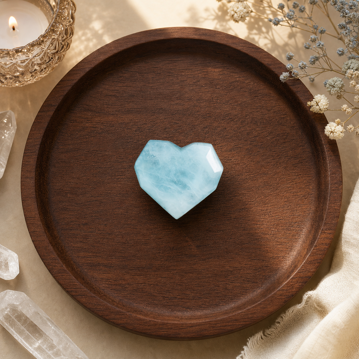 Love, Communication & Confidence Crystal Hearts — Rose Quartz and Aquamarine Heart Set for Throat Chakra, Career Intentions & Meaningful Gifts
