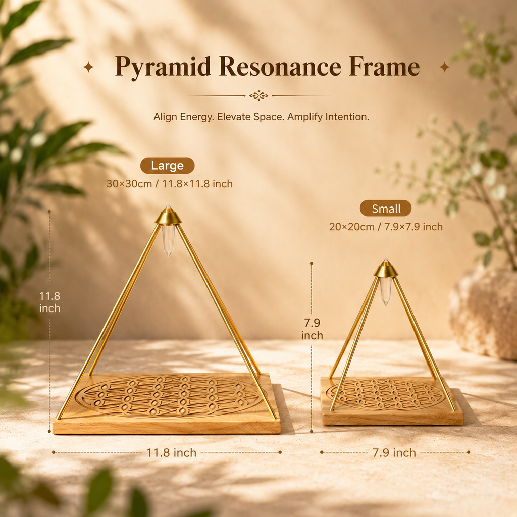 Clarity, Intention & Energy Alignment — Vogel-Tip Crystal Pyramid with Flower of Life Base for Meditation, Crystal Charging & Sacred Geometry Décor
