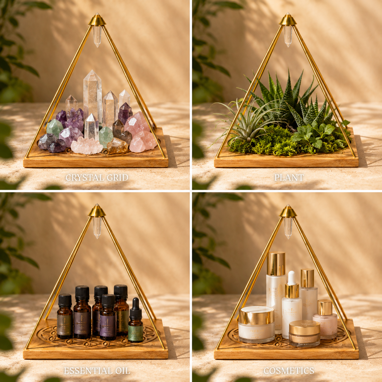 Clarity, Intention & Energy Alignment — Vogel-Tip Crystal Pyramid with Flower of Life Base for Meditation, Crystal Charging & Sacred Geometry Décor