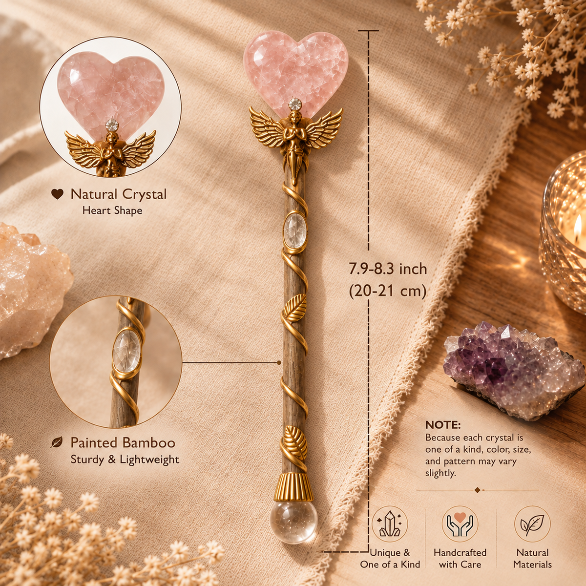 Handcrafted Fairy Crystal Magic Wand – A Perfect Gift for Her or Kids