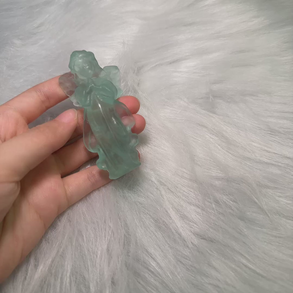 Protection, Guidance & Positive Energy — Fluorite & Crystal Guardian Angel Statue