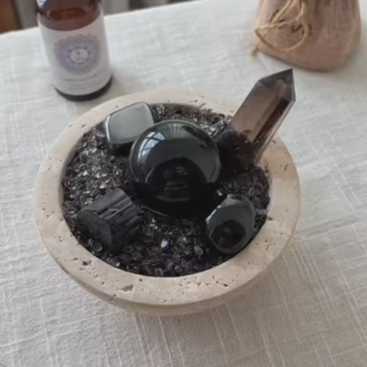 Grounding & Stability — Smoky Quartz Grid for Your Desk